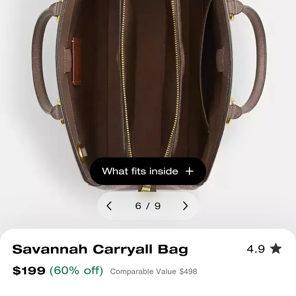 Coach Caramel Leather Savannah Carryall Bag - Picture 8 of 8